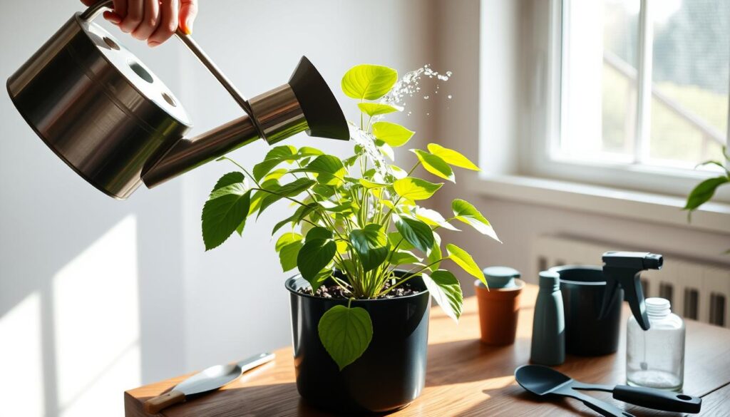 watering indoor plant Guide and tools